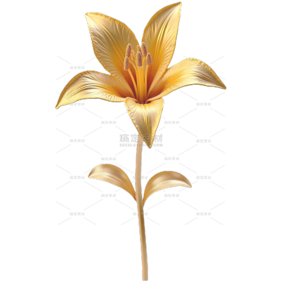 植物系列金箔百合花元素