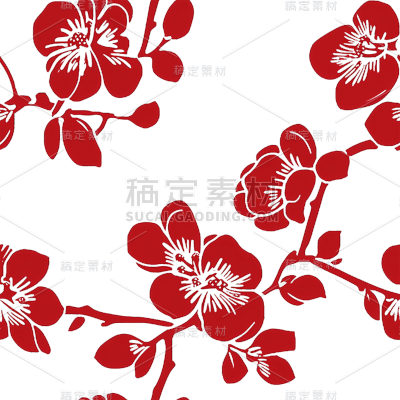 扁平红色梅花花朵