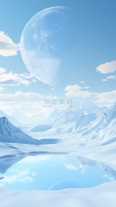 风光系列合成虚拟雪山场景通用背景素材
