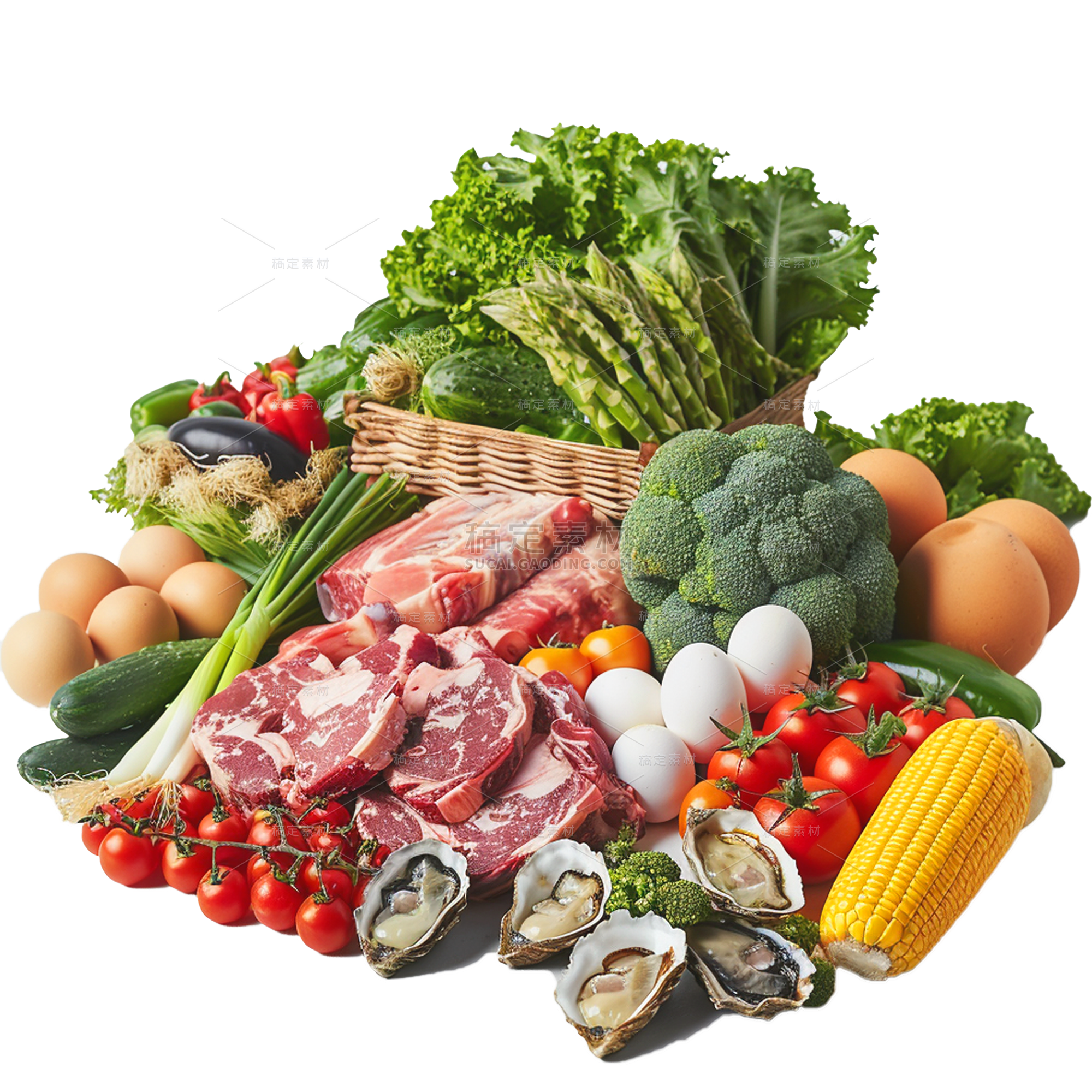 果蔬通用写实多品类蔬菜肉蛋奶组合