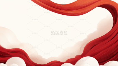 建党节红色插画绸带通用背景素材