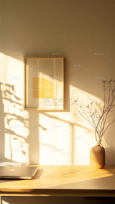 家居系列-通用-写实办公桌带电脑背景图片