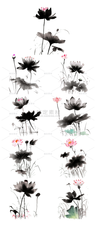 2309SC-素材组合-中国风水墨荷花