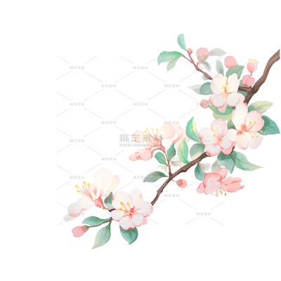 植物系列工笔画桃花元素