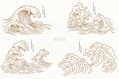 风光系列肌理感翻滚海浪线稿（td）