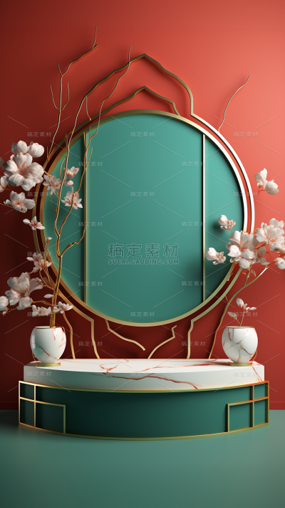 3D三维立体国潮背景