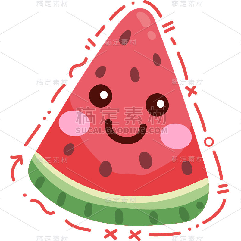果蔬通用-可爱描边拟人水果元素