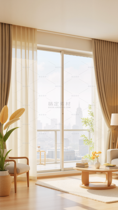 背景系列温馨感室内客厅窗帘背景