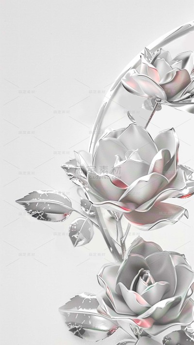 白色情人节通用3D材质银色背景场景图片素材