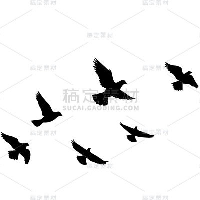通用插画鸽子燕子动物单色剪影贴纸元素素材