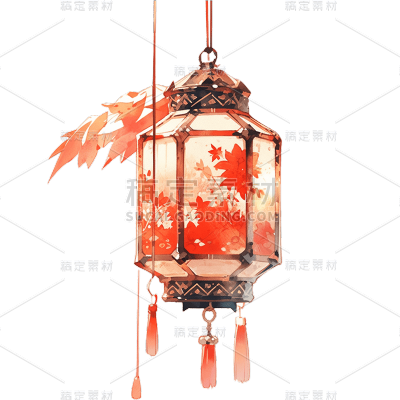 中国风红色灯笼贴纸