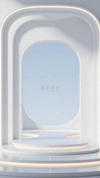 科技风系列未来感白色空间电商促销展台背景