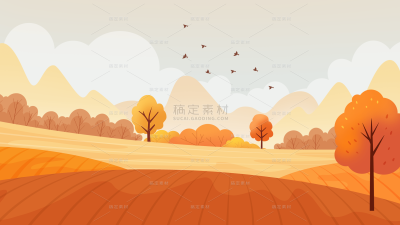 秋天通用扁平秋季山林背景图片