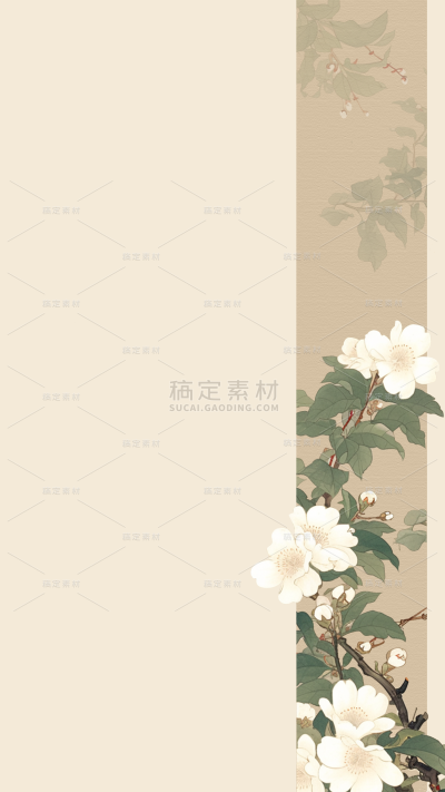 中国风通用古风花朵宣纸国画背景图片素材