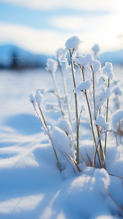 冬天冬季冬日雪景风景植物背景