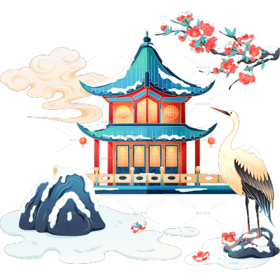 传统节气小雪大雪冬天冬季中国风国潮建筑场景元素