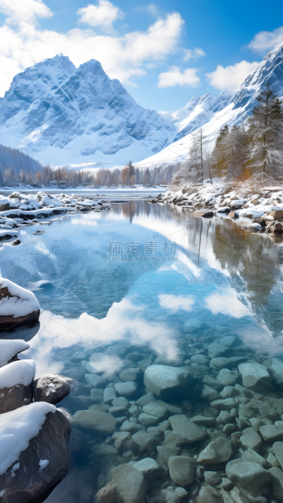 冬天冬季冬日山川雪山风景场景背景