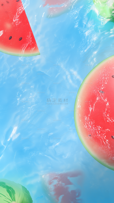 夏天实景感清新水波纹水果背景图
