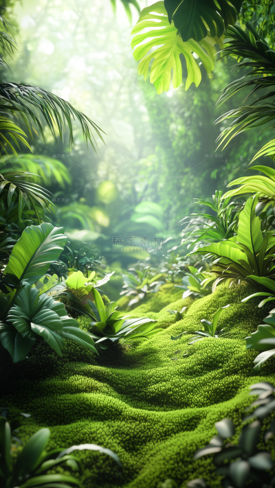 植物系列写实森林感茂盛植物场景