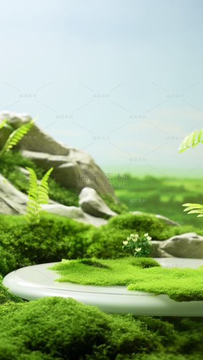 通用电商促销户外绿植场景3D立体C4D场景背景图片素材