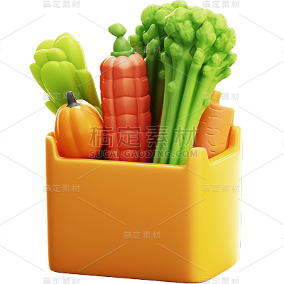 彩色立体风菜篮子物品贴纸