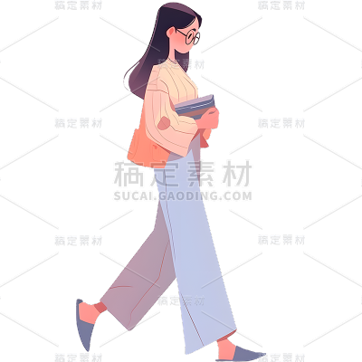 通用手绘插画求职人物职场单人人物贴纸