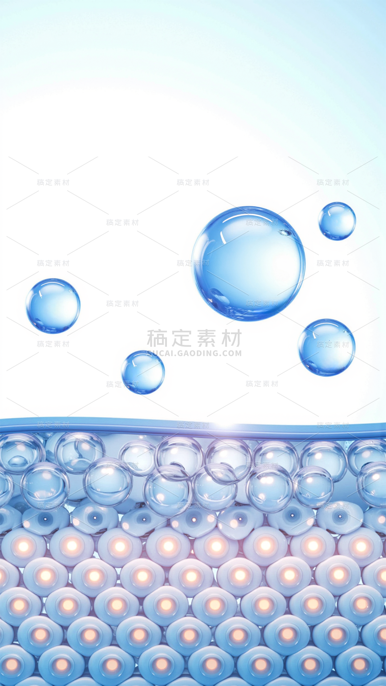 美妆系列科技通透感皮肤表面蓝色系分子特效组合
