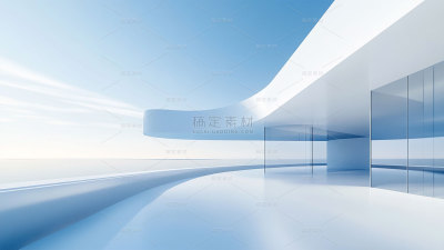 建筑系列通用蓝色建筑简约空间感渐变背景