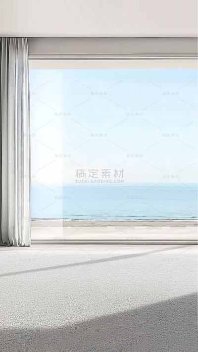 家居系列通用-写实落地窗边一角蓝天/海图片
