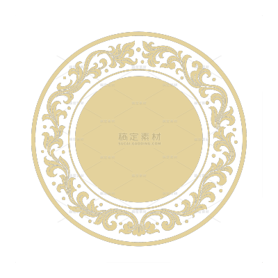 中国风矢量金色对称环形窗花花纹元素（td）