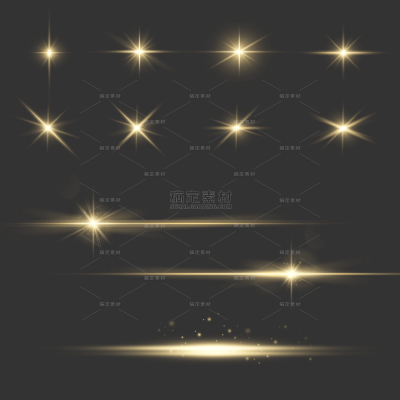 特效系列科技感金色发光光点光线组合贴纸（td）