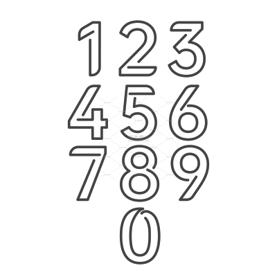 常规内容-艺术字系列黑色矢量线框数字组合元素