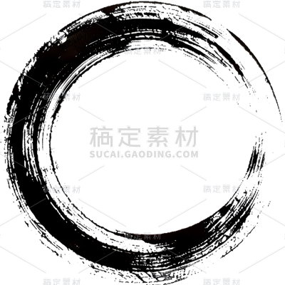 中国风通用插画水墨圆形笔刷元素素材