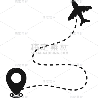 常规矢量黑色飞机坐标元素素材