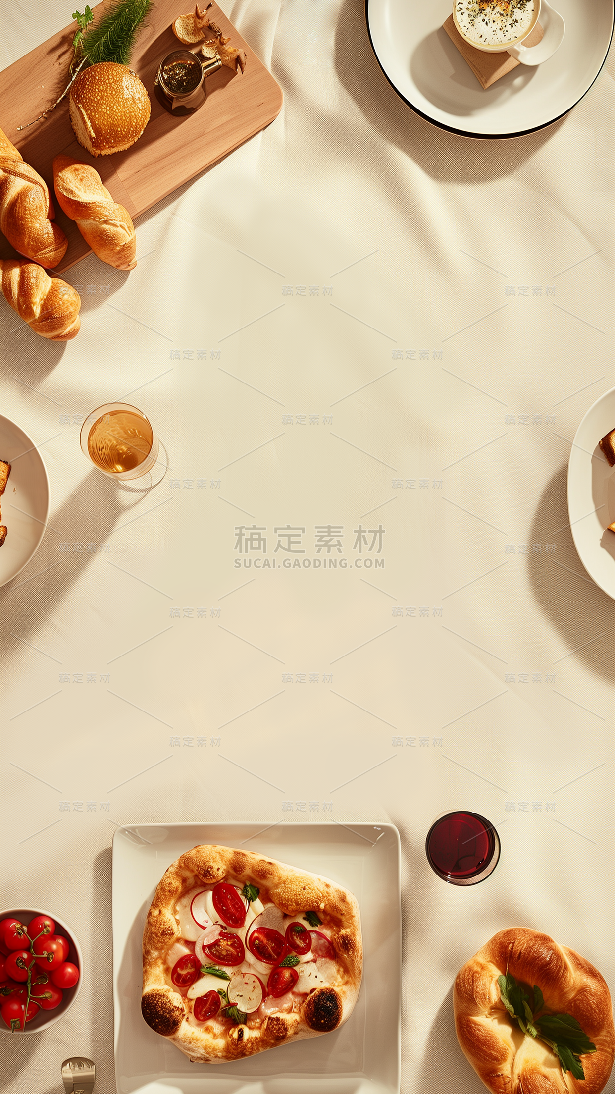 家居系列写实餐桌美食光影背景