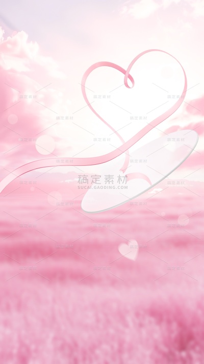 情人节浪漫感3D丝带爱心组合背景