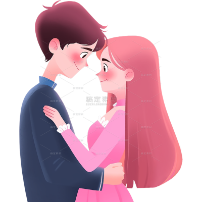 情人节卡通感插画情侣元素素材
