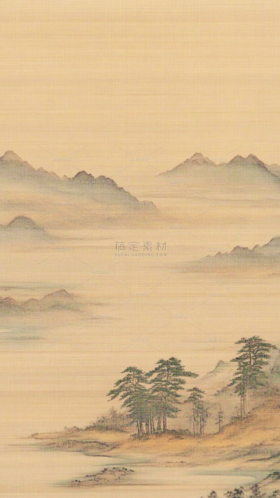 风光系列中式国风山水山川画卷