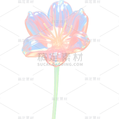 通用玻璃质感立体3D花朵花卉免抠元素
