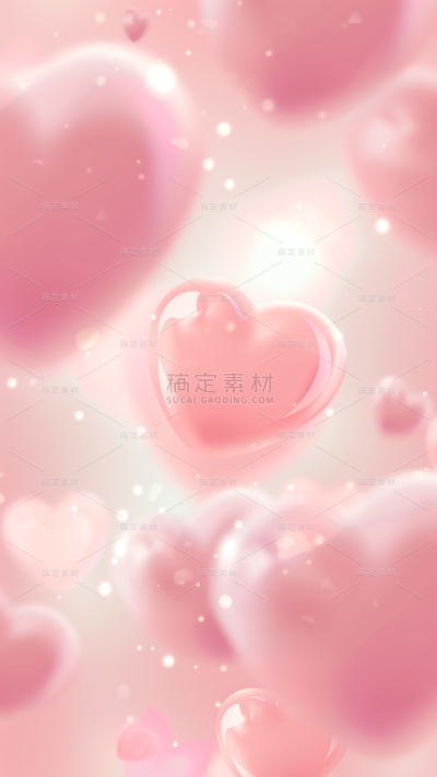 背景通用粉色立体爱心背景图片素材