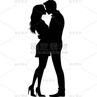 人物系列-通用-两人剪影贴纸 