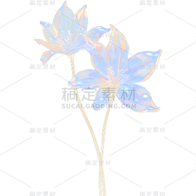 通用玻璃质感立体3D花朵花卉免抠元素