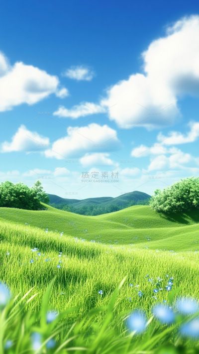 风光系列实景蓝天草地场景背景