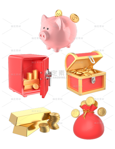 素材组合-C4D-3D立体金融理财贴纸