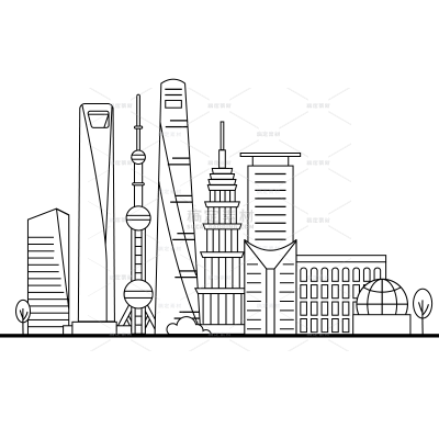 常规通用城市地标建筑剪影元素素材