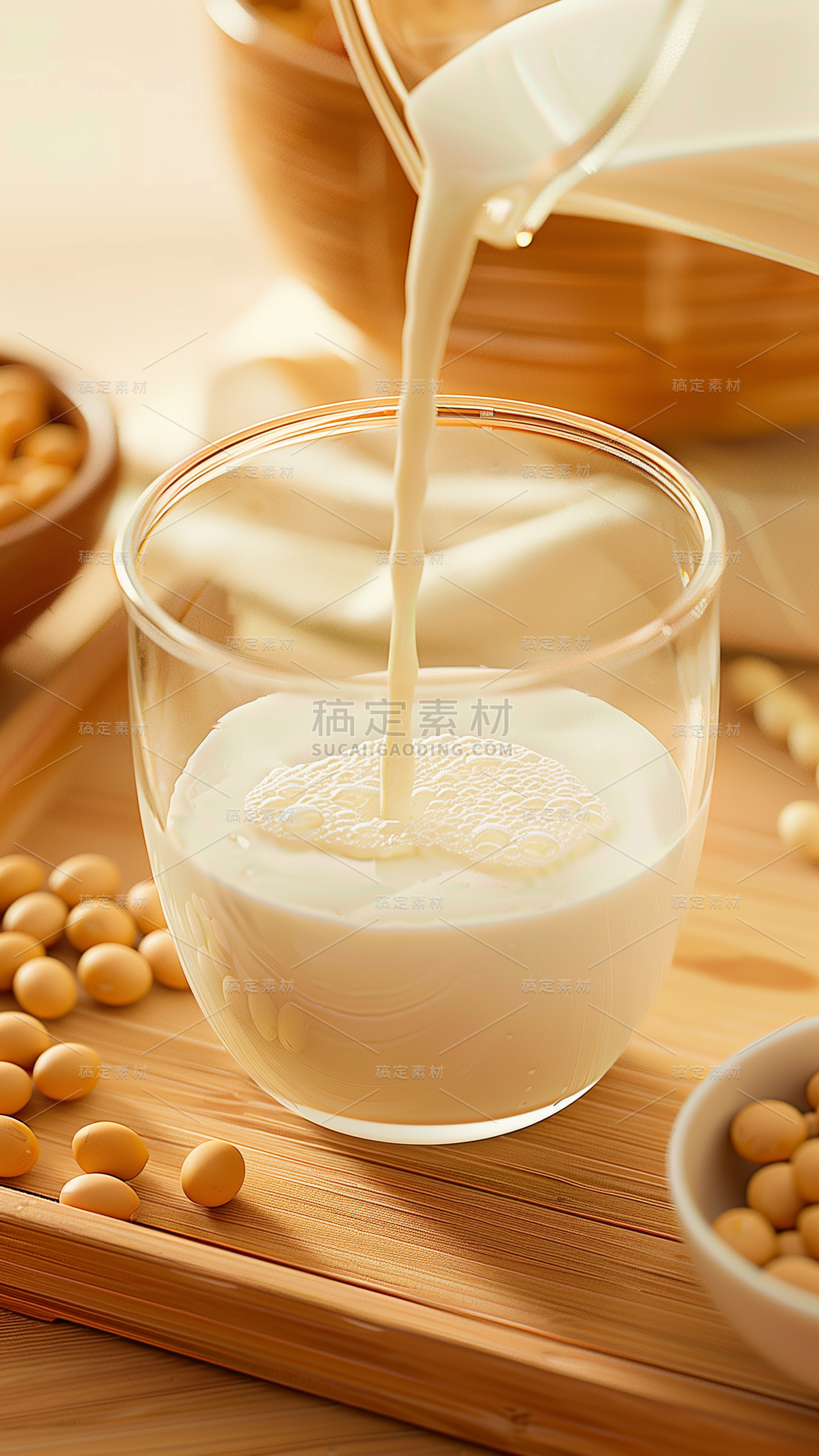 饮品系列写实倒豆浆图片