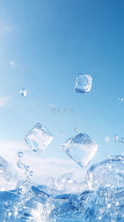 背景系列清爽冰块水花背景