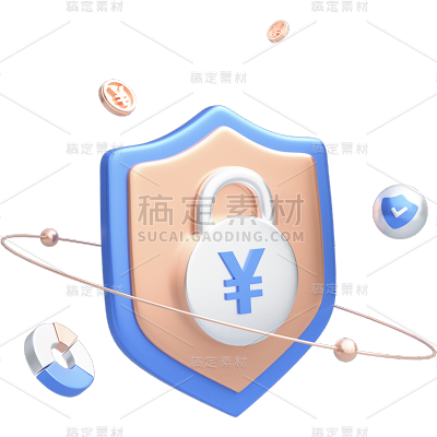 金融理财保险3D立体C4D金币组合元素