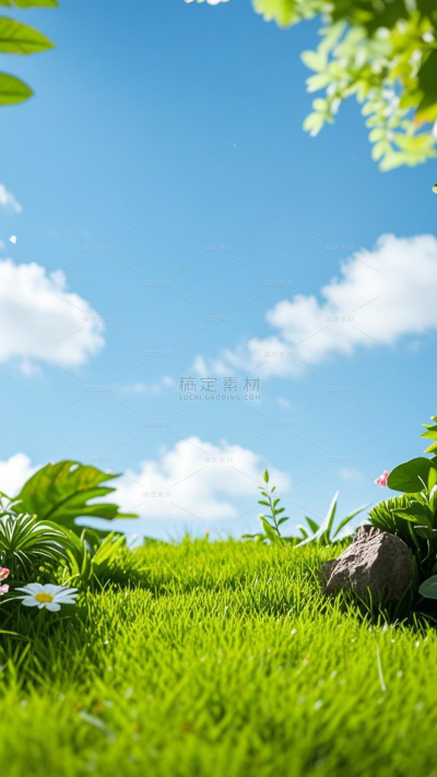风光系列实景蓝天草地场景背景