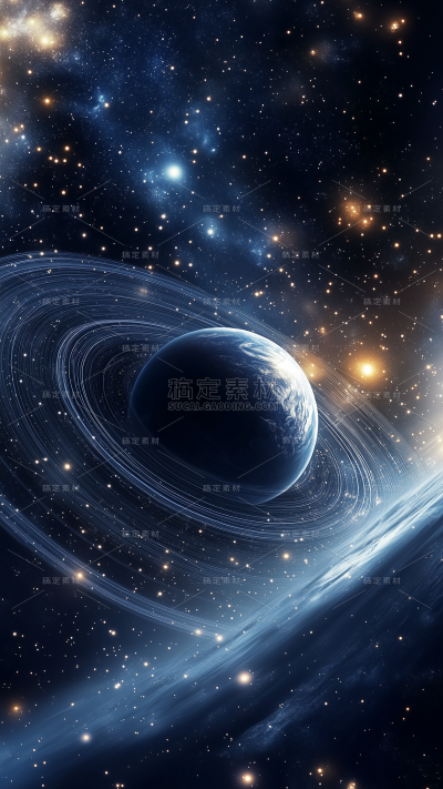 宇宙系列细闪漩涡星云+星球银色系